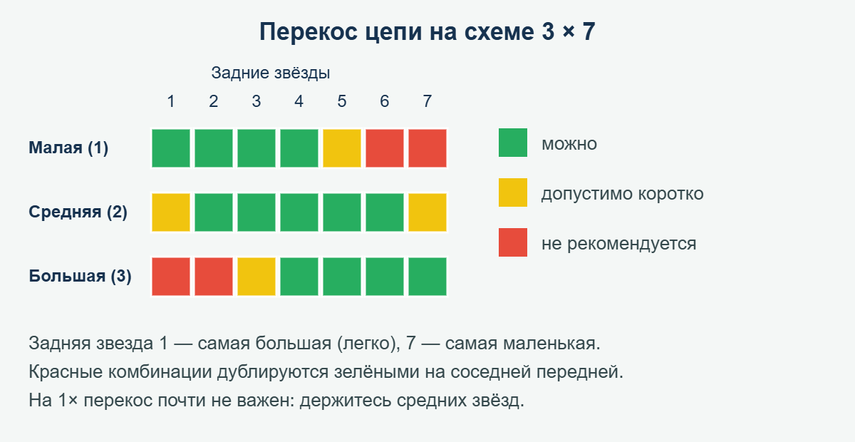 Перекос цепи: какие передачи не включать на велосипеде 3×7
