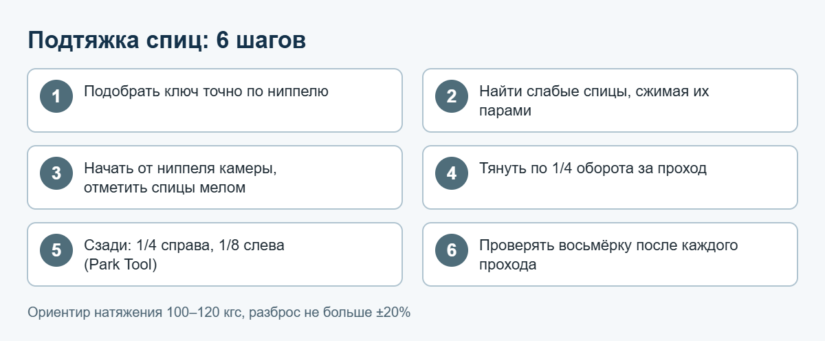 Как подтянуть спицы на велосипеде: 6 шагов