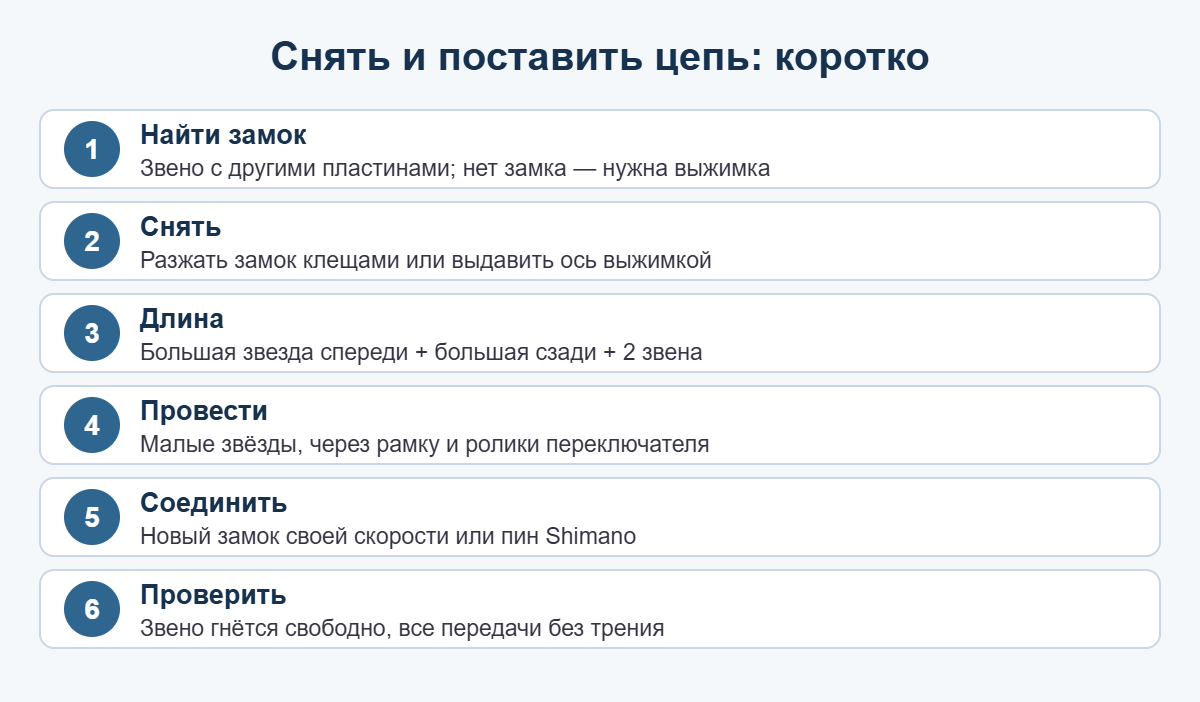 Схема: как снять цепь с велосипеда и поставить её обратно